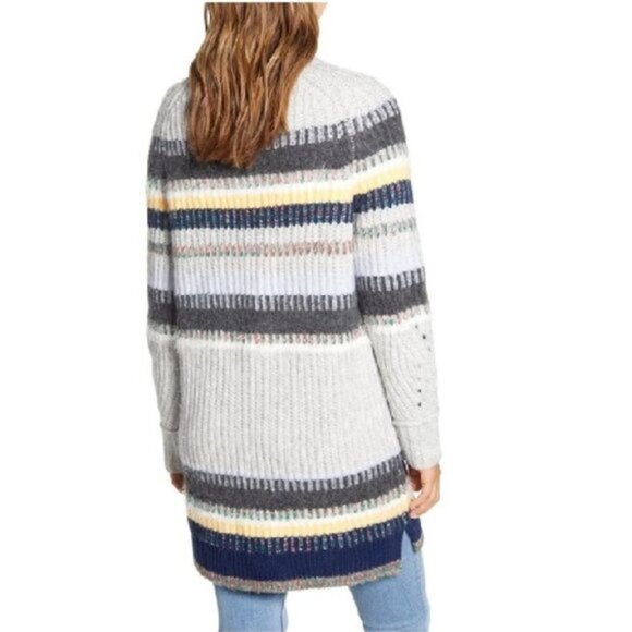 Caslon Staggered Stripe Cardigan - Picture 2 of 4